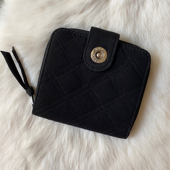 Vera Bradley Black Quilted Folding Mini Zip Wallet